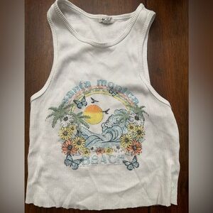 Garage crop tank top Santa Monica Beach graphic